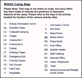 Key to map of site